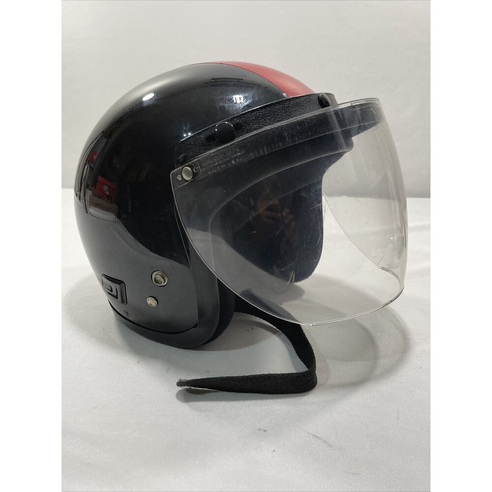 Black And Red Helmet DOT Gr 1000 Rider Mod. H1 Italy Motorcycle Scooter Vintage